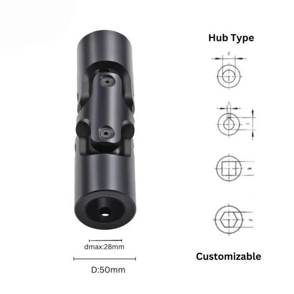 28mm Bore 50x196mm steel double cardan universal joint china