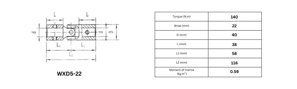 WXD5-22 small universal joint specifications